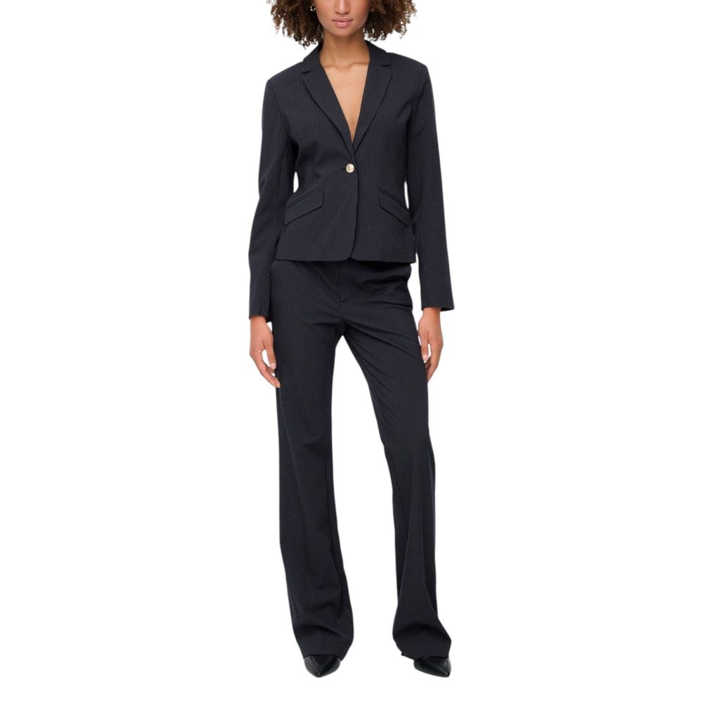 Blue Polyester Blazer - ventzia