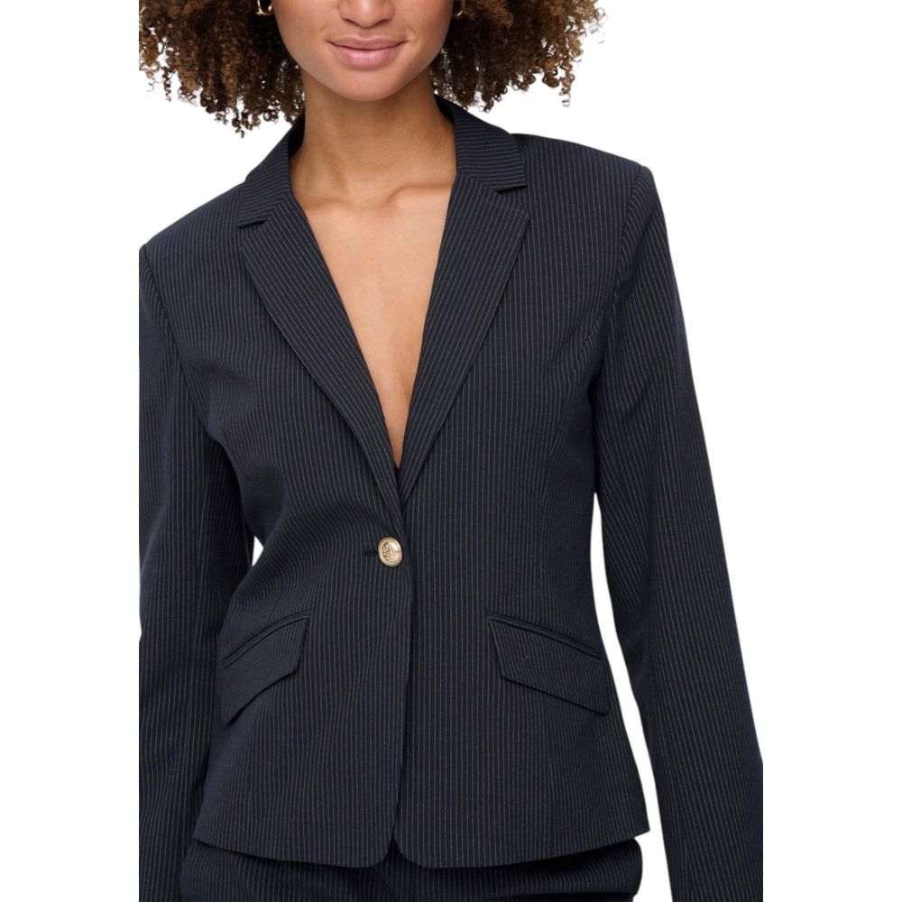 Blue Polyester Blazer - ventzia