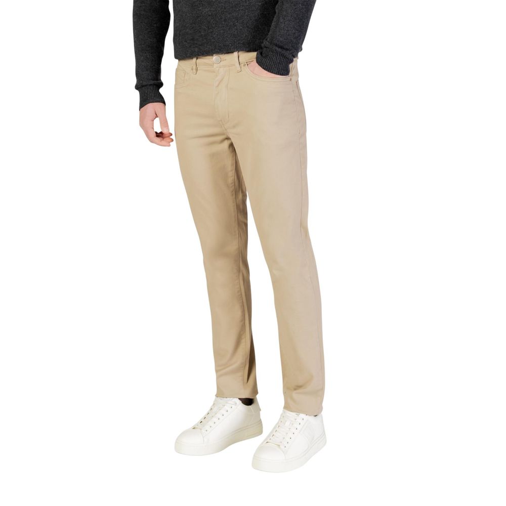 Beige Cotton Skinny Pants - ventzia