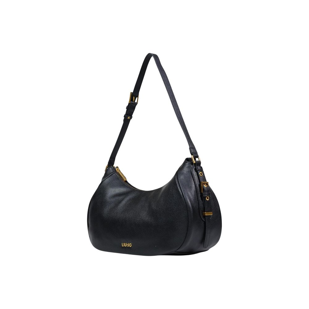 Black Artificial Leather Handbag - ventzia