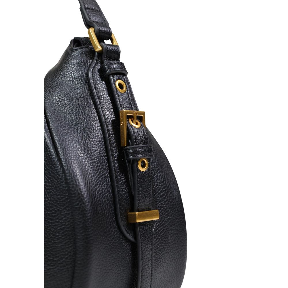 Black Artificial Leather Handbag - ventzia
