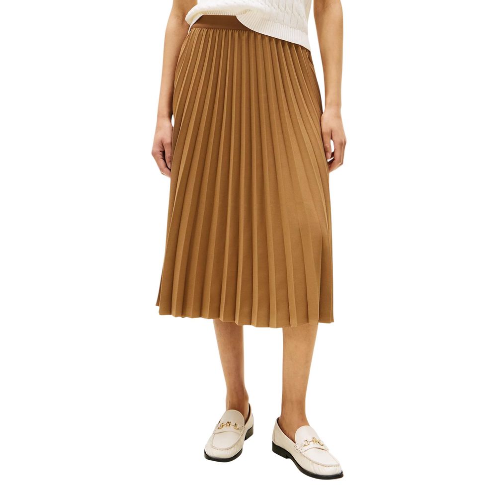 Brown Recycled Polyester Midi Skirt - ventzia