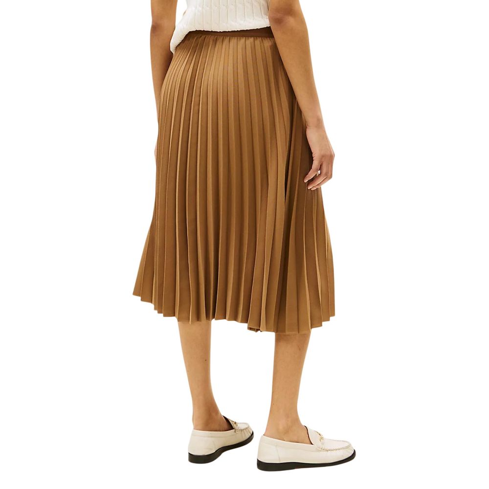 Brown Recycled Polyester Midi Skirt - ventzia