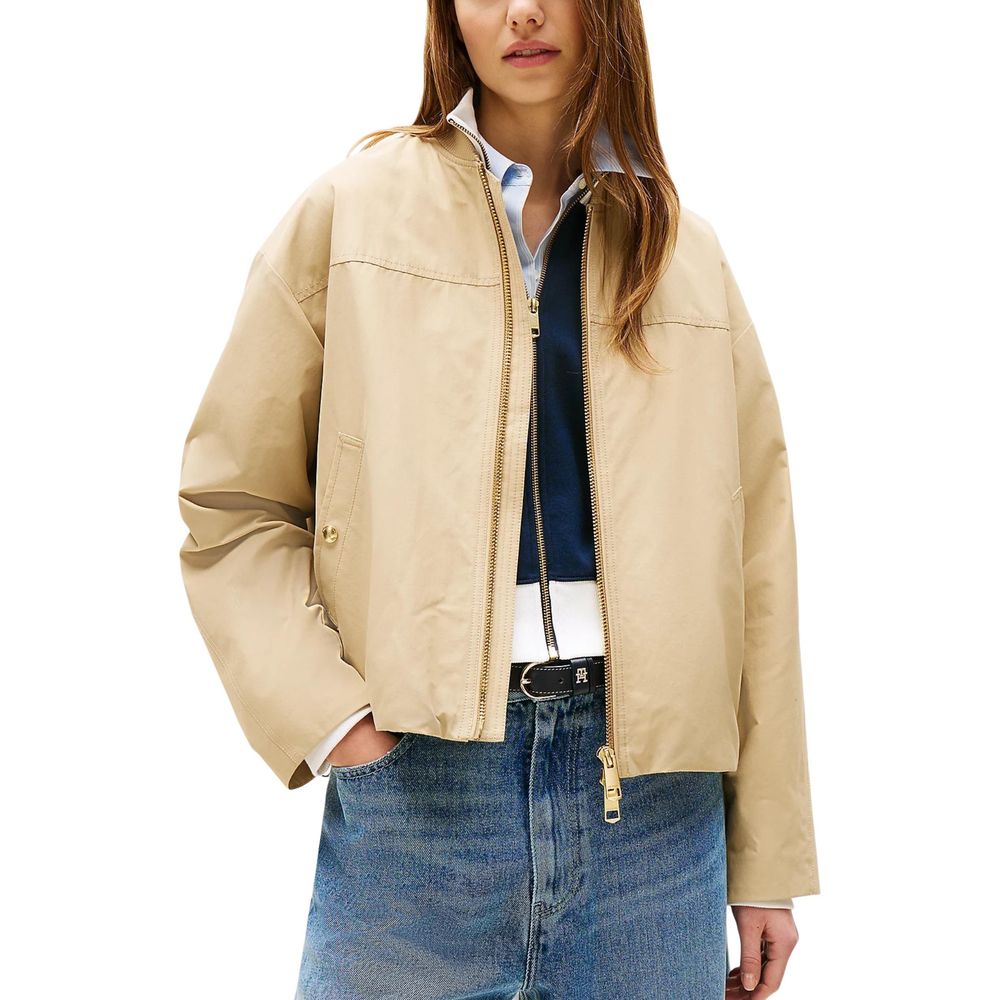 Beige Cotton Bomber - ventzia