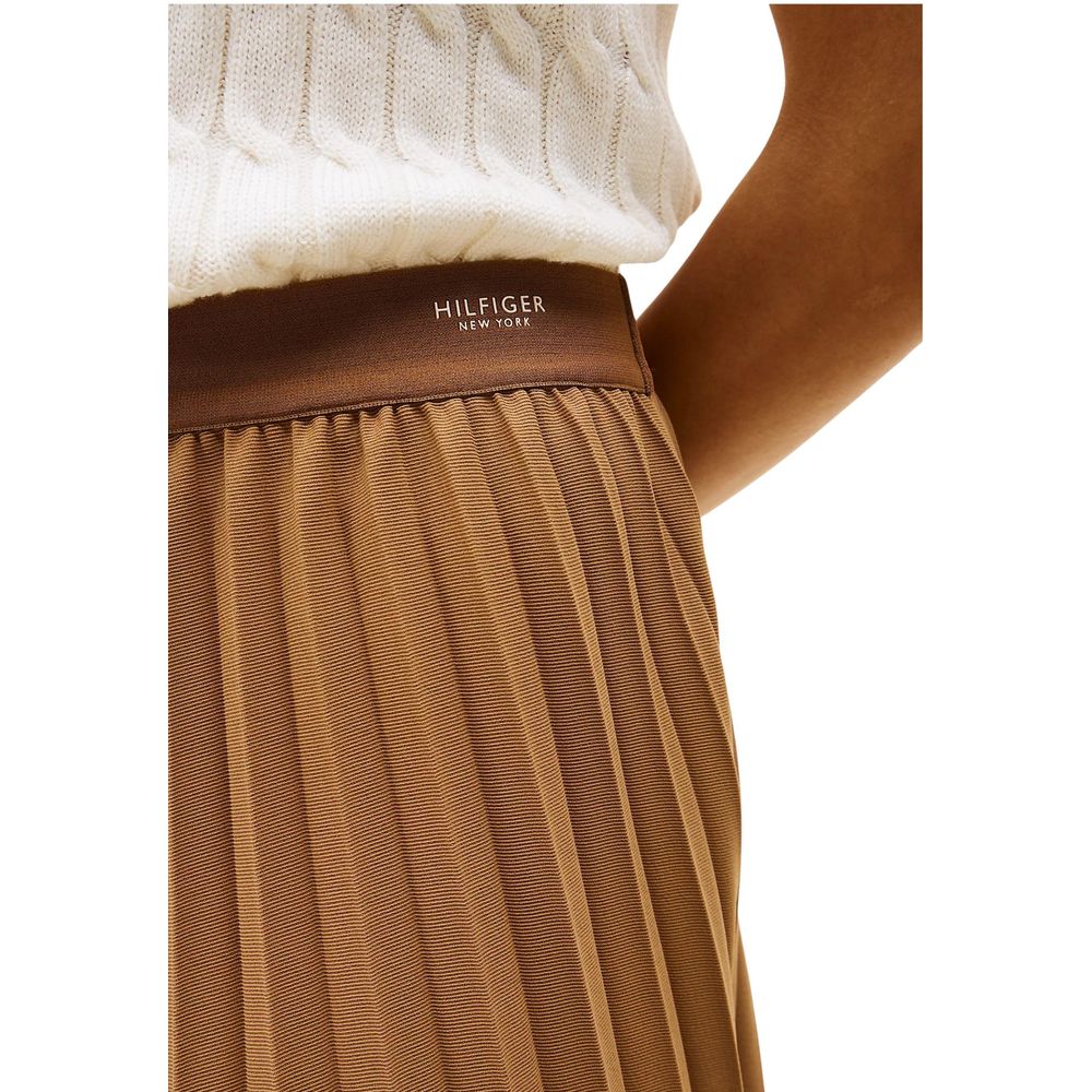 Brown Recycled Polyester Midi Skirt - ventzia