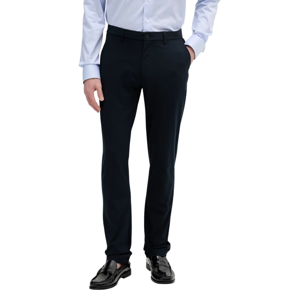 Blue Polyester Casual Pants - ventzia