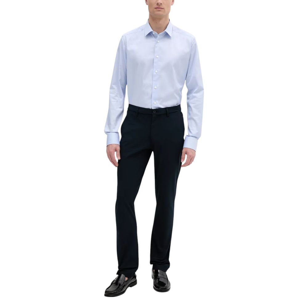 Blue Polyester Casual Pants - ventzia