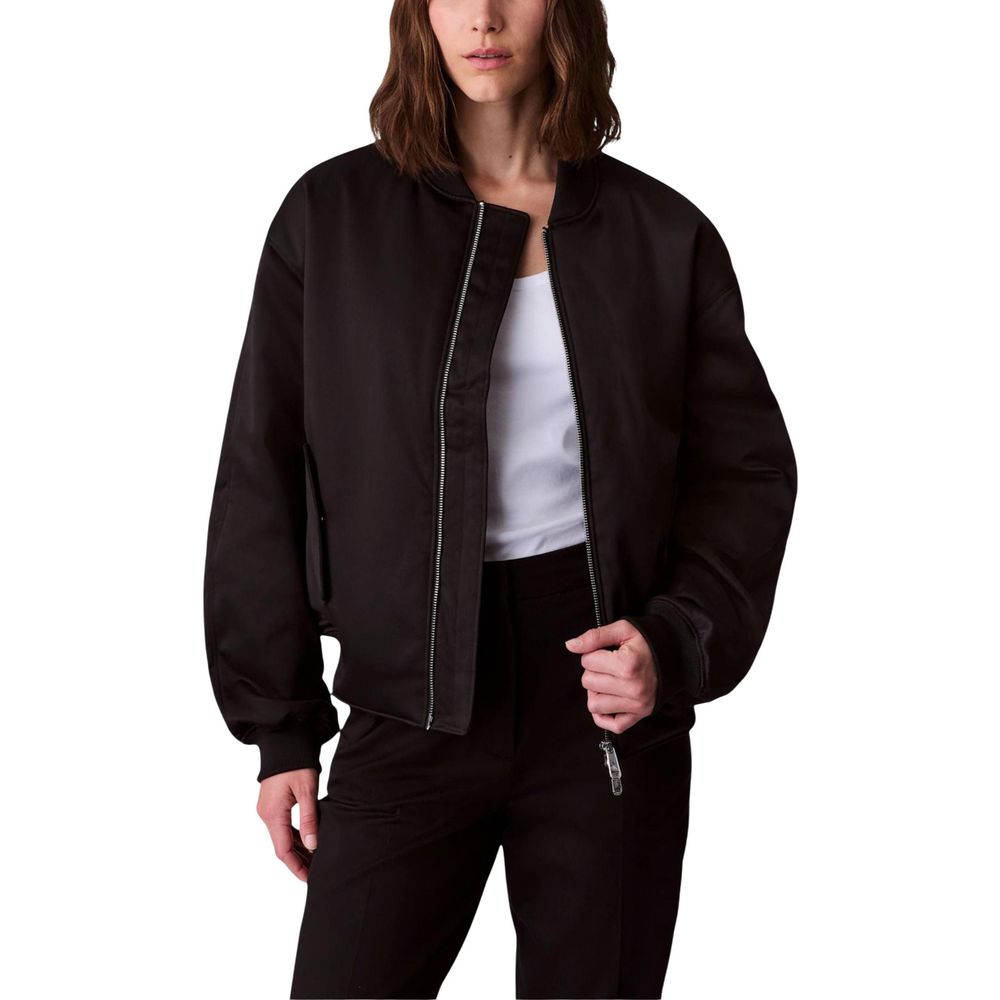 Black Recycled Polyester Bomber - ventzia