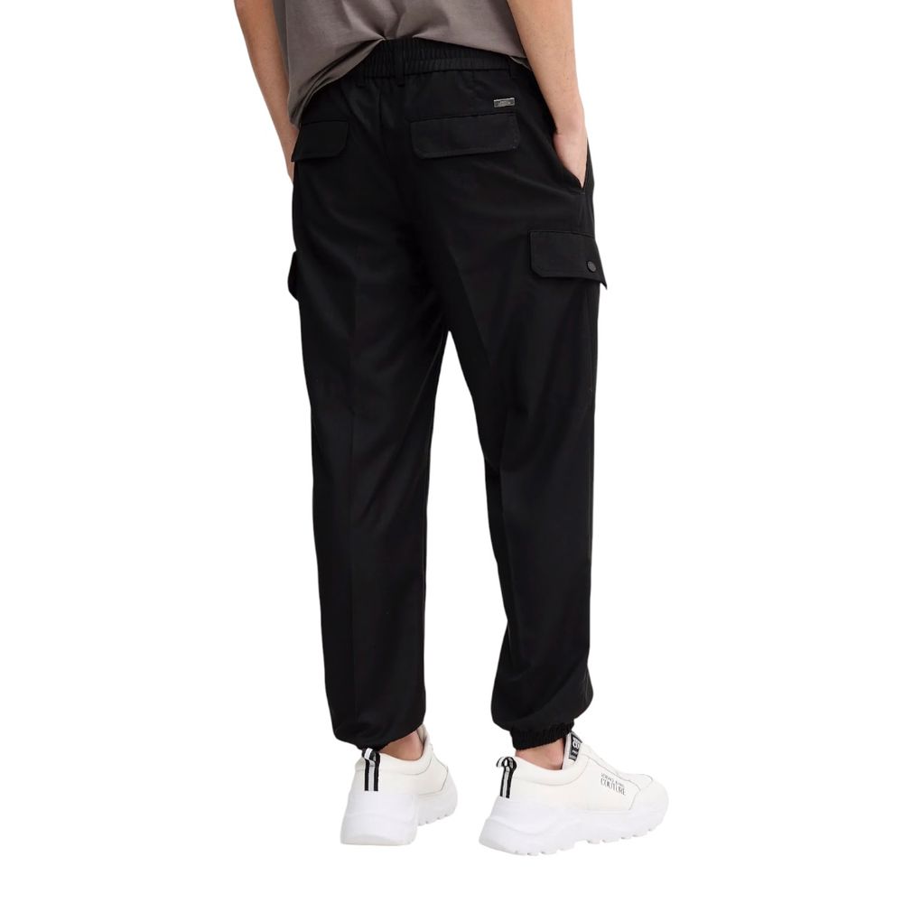 Black Polyester Casual Pants - ventzia