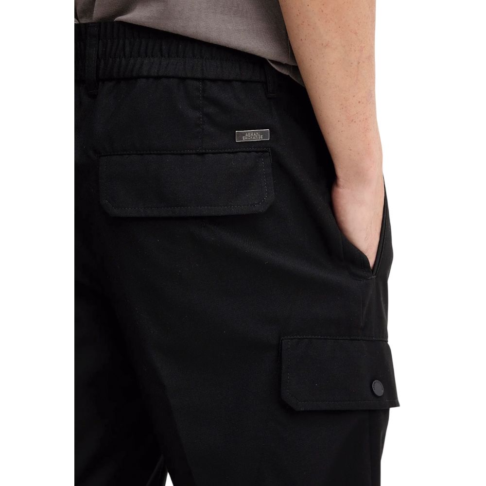 Black Polyester Casual Pants - ventzia