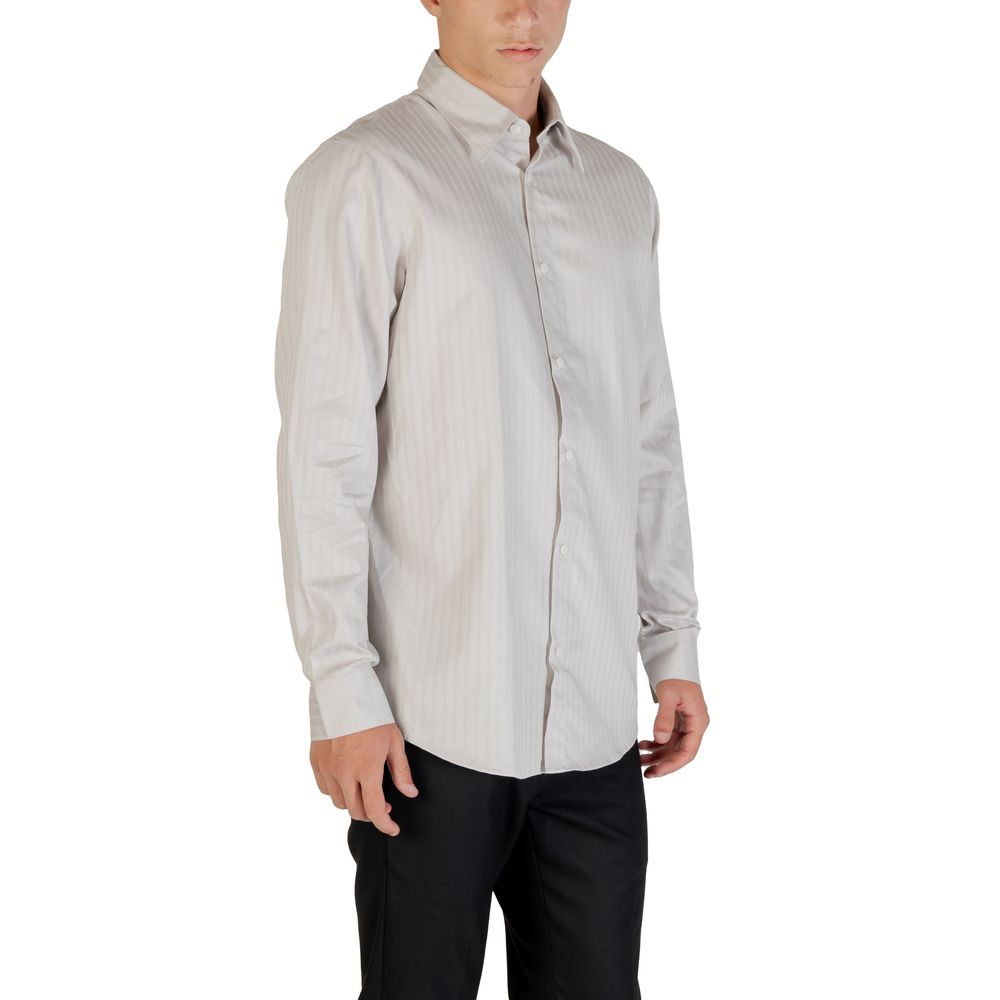 Gray Cotton Pattern Shirt - ventzia