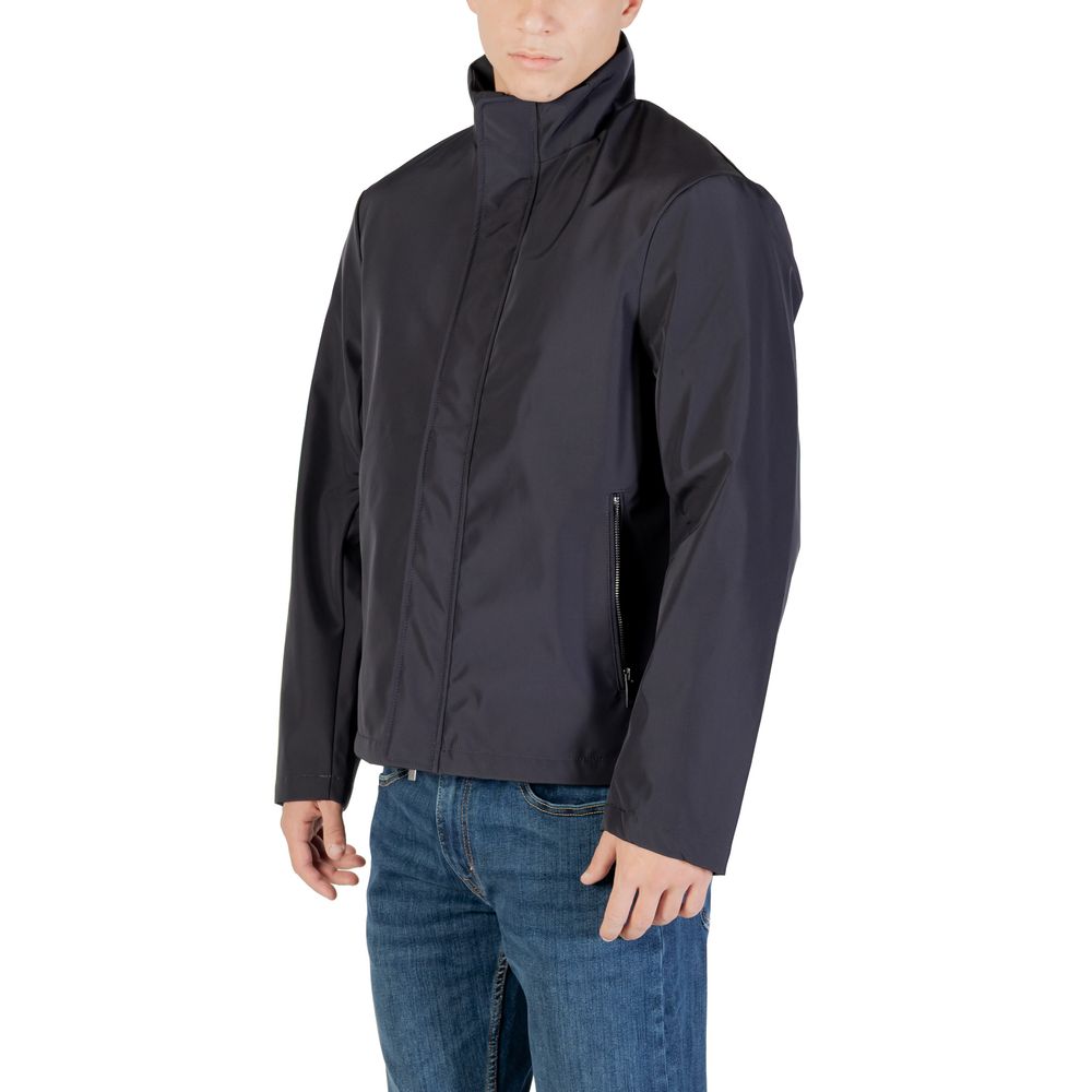 Blue Polyester Full-Length Jacket - ventzia