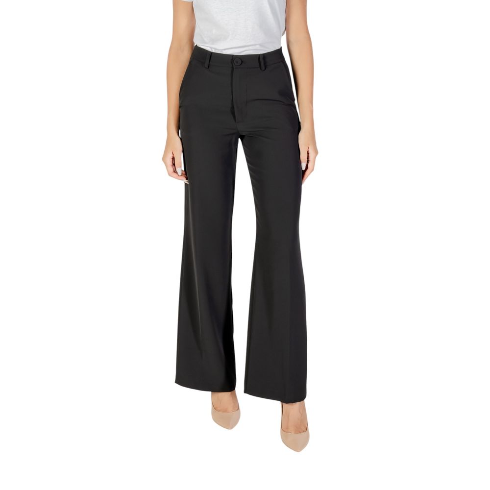 Black Polyester Casual Pants - ventzia