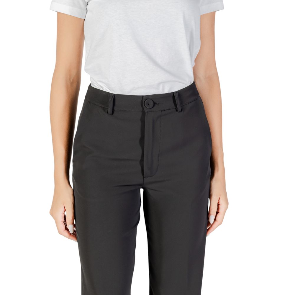 Black Polyester Casual Pants - ventzia