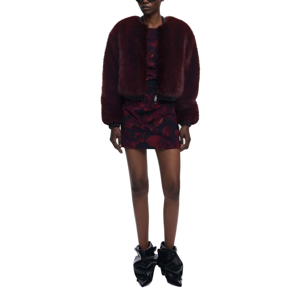 Bordeaux Polyester Jackets And Coat - ventzia