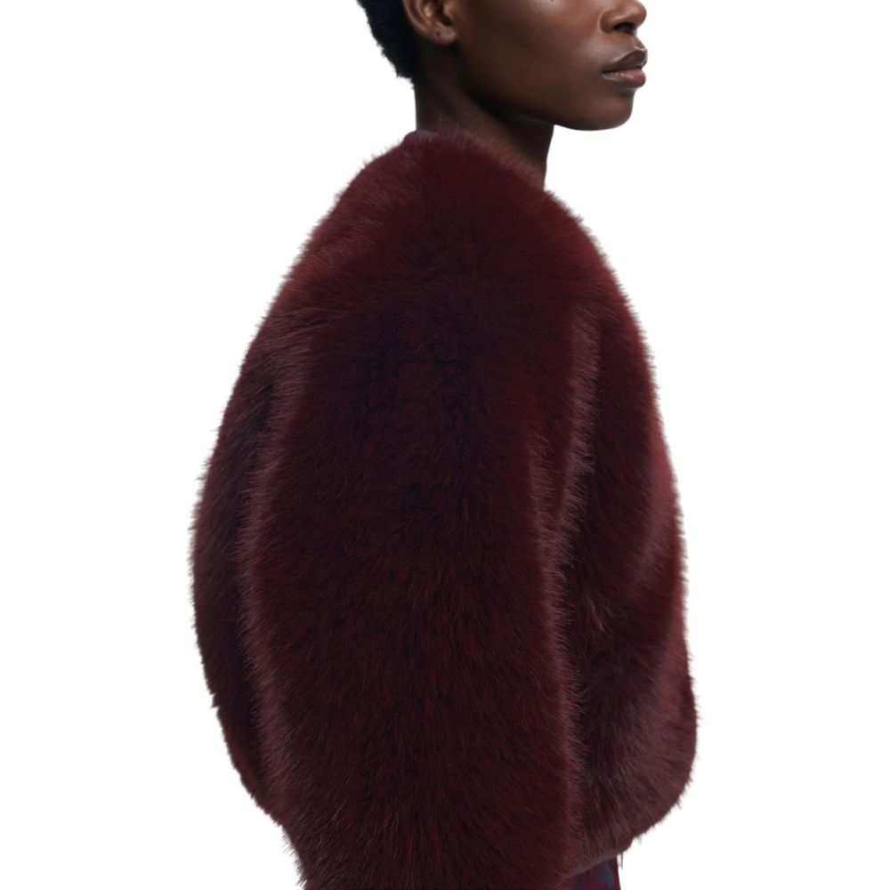 Bordeaux Polyester Jackets And Coat - ventzia
