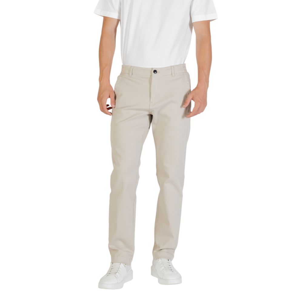Beige Polyester Casual Pants - ventzia