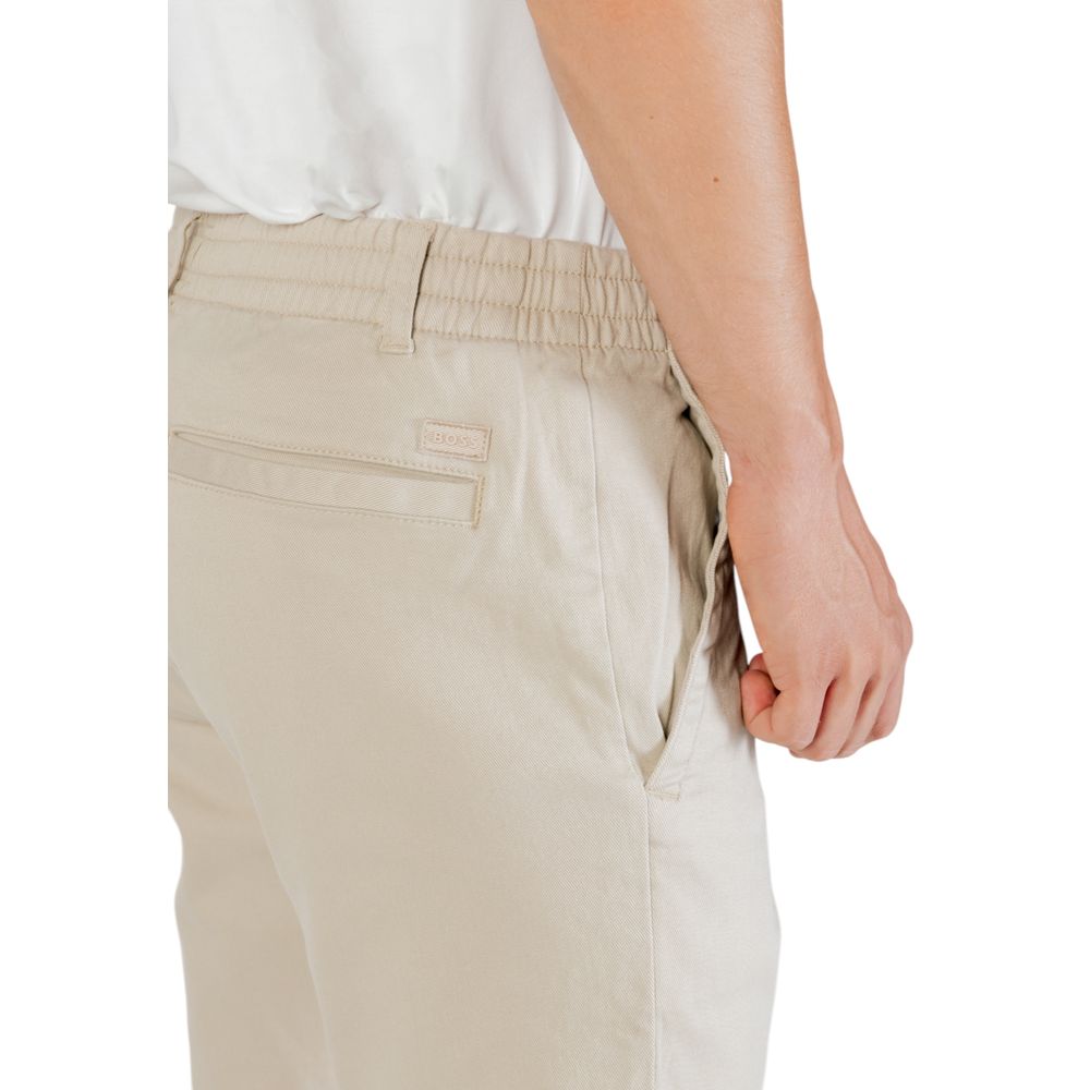 Beige Polyester Casual Pants - ventzia