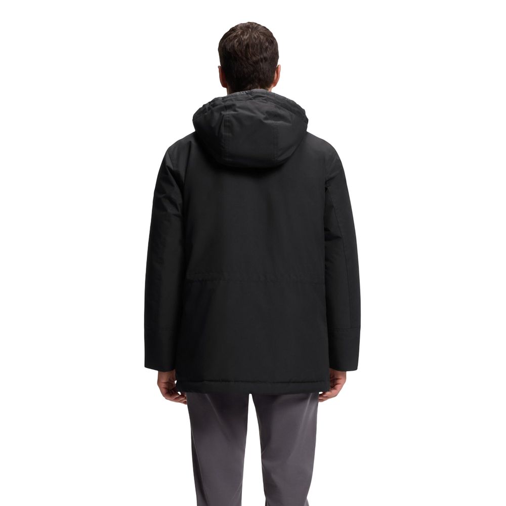 Black Polyester Full-Length Jacket - ventzia
