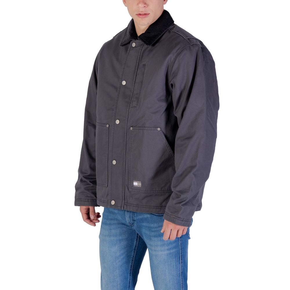 Gray Recycled Cotton Denim Jacket - ventzia