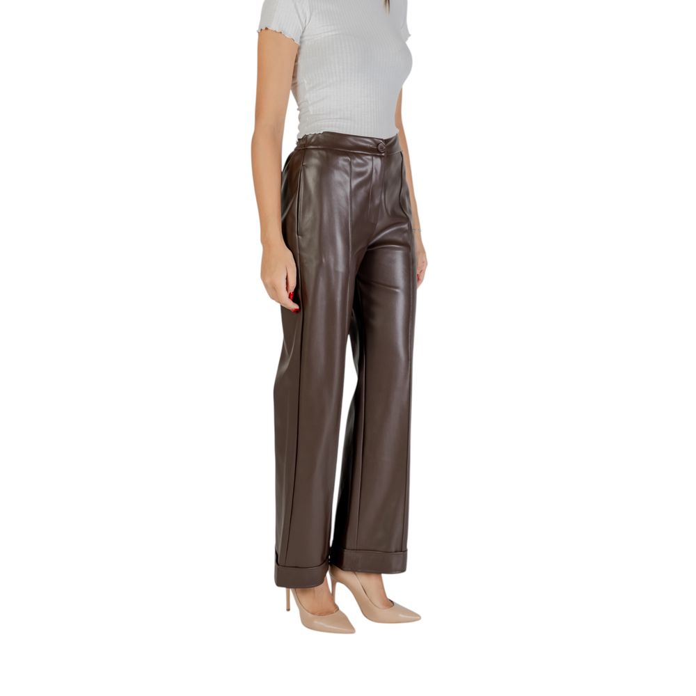 Brown Polyester Casual Pants - ventzia