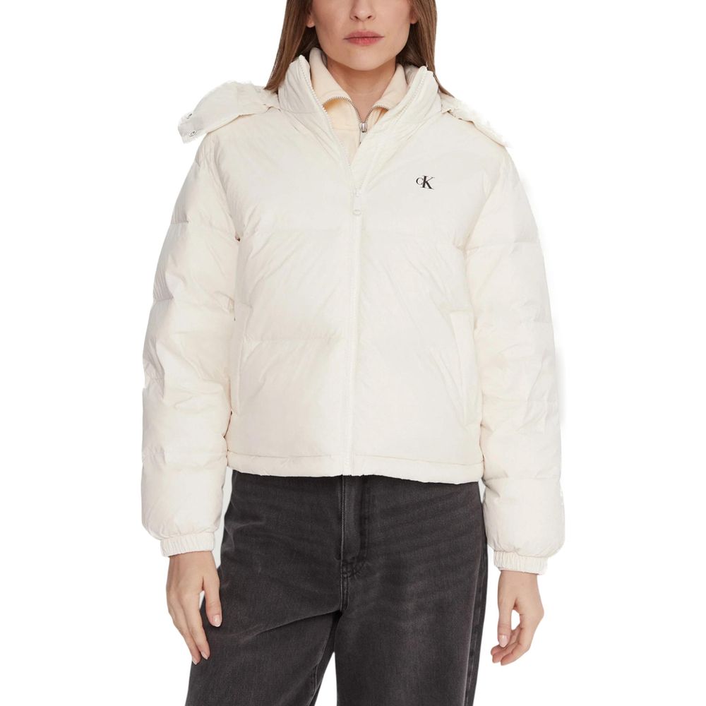 Cream Polyamide Coat - ventzia