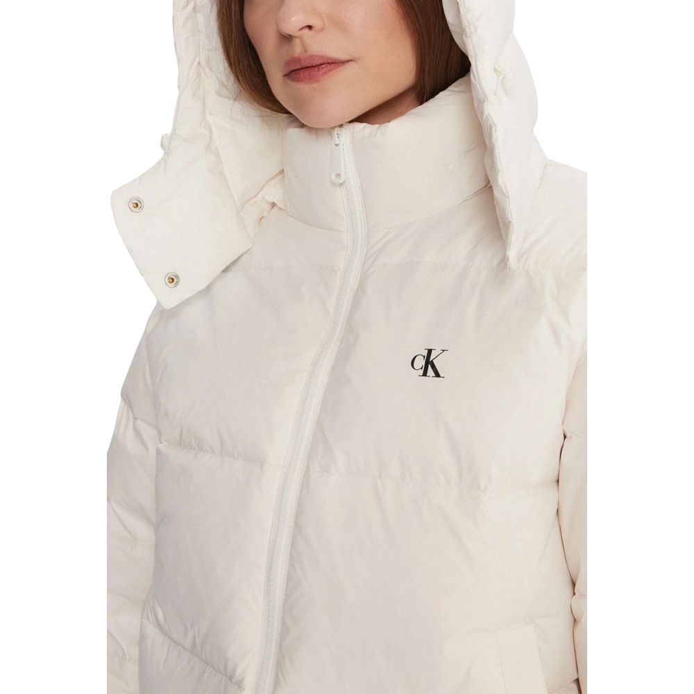 Cream Polyamide Coat - ventzia