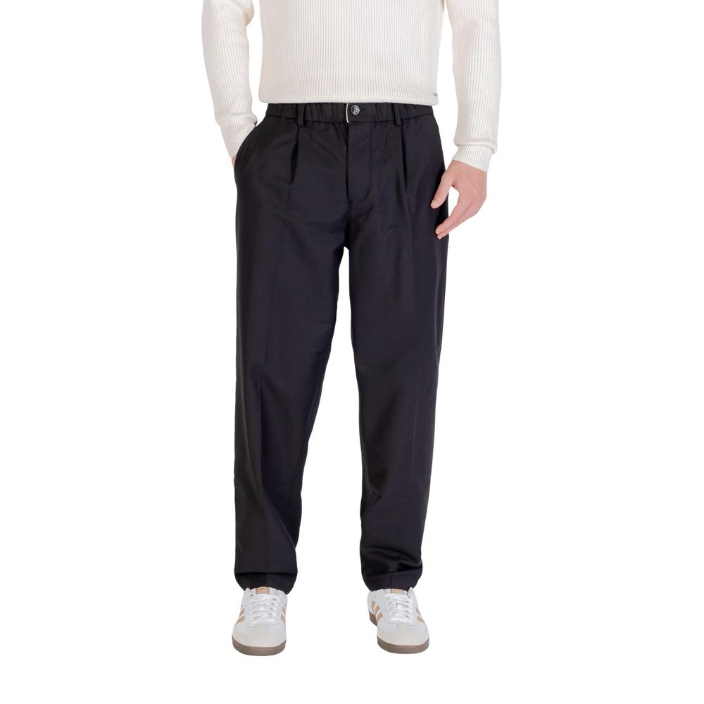 Black Cotton Casual Pants - ventzia