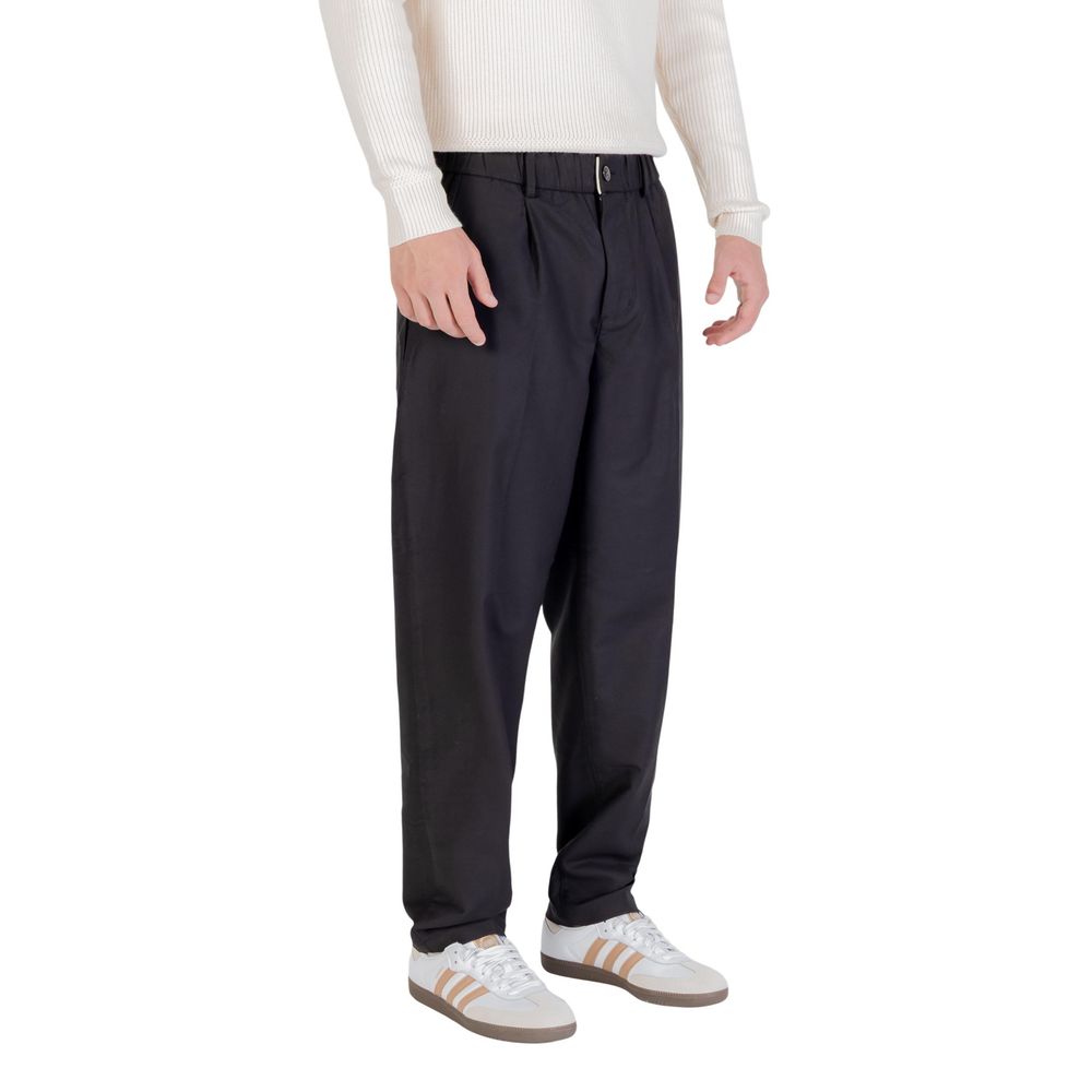 Black Cotton Casual Pants - ventzia