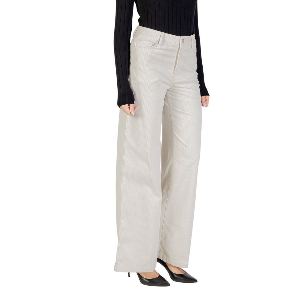 Beige Cotton Casual Pants - ventzia