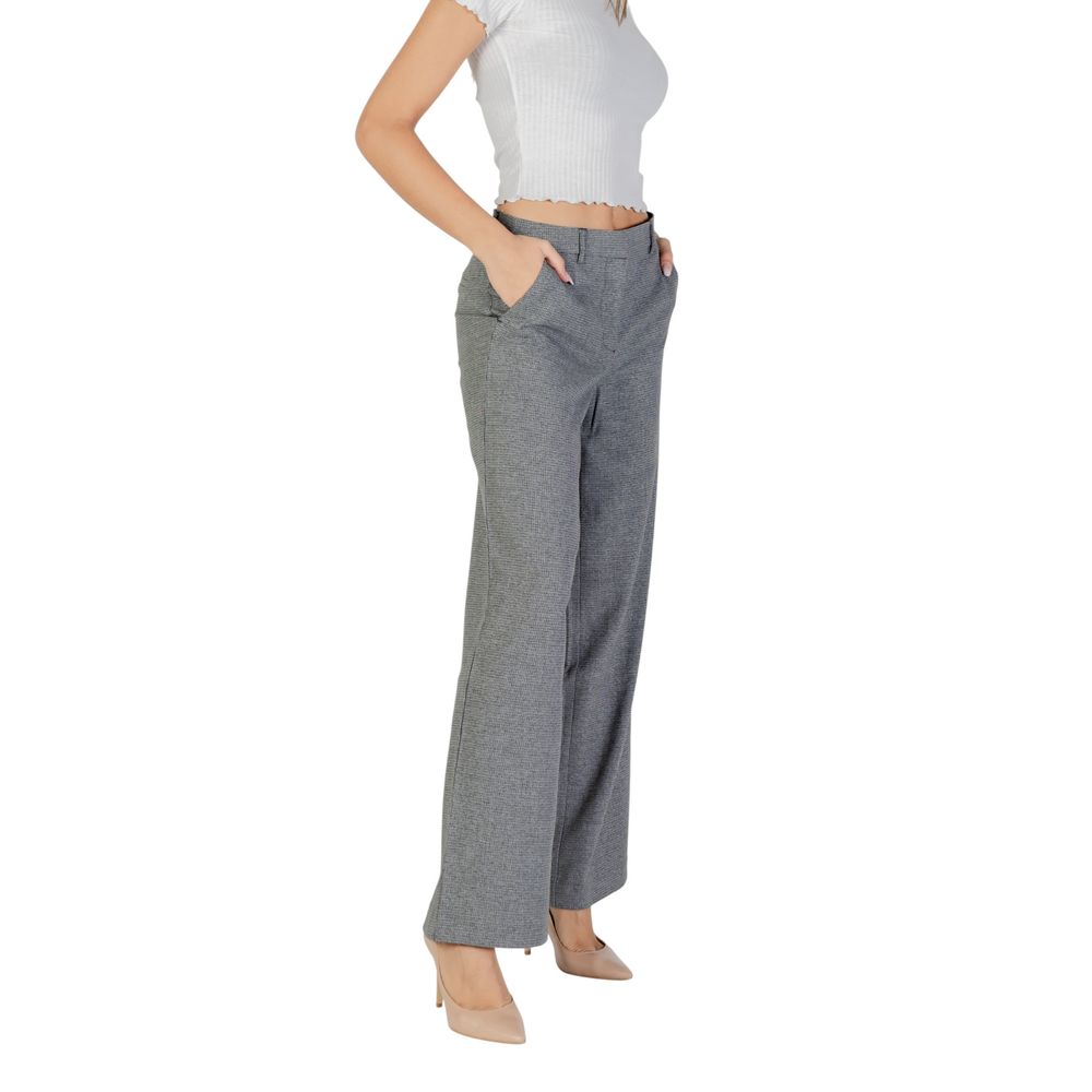 Gray Recycled Polyester Casual Pants - ventzia