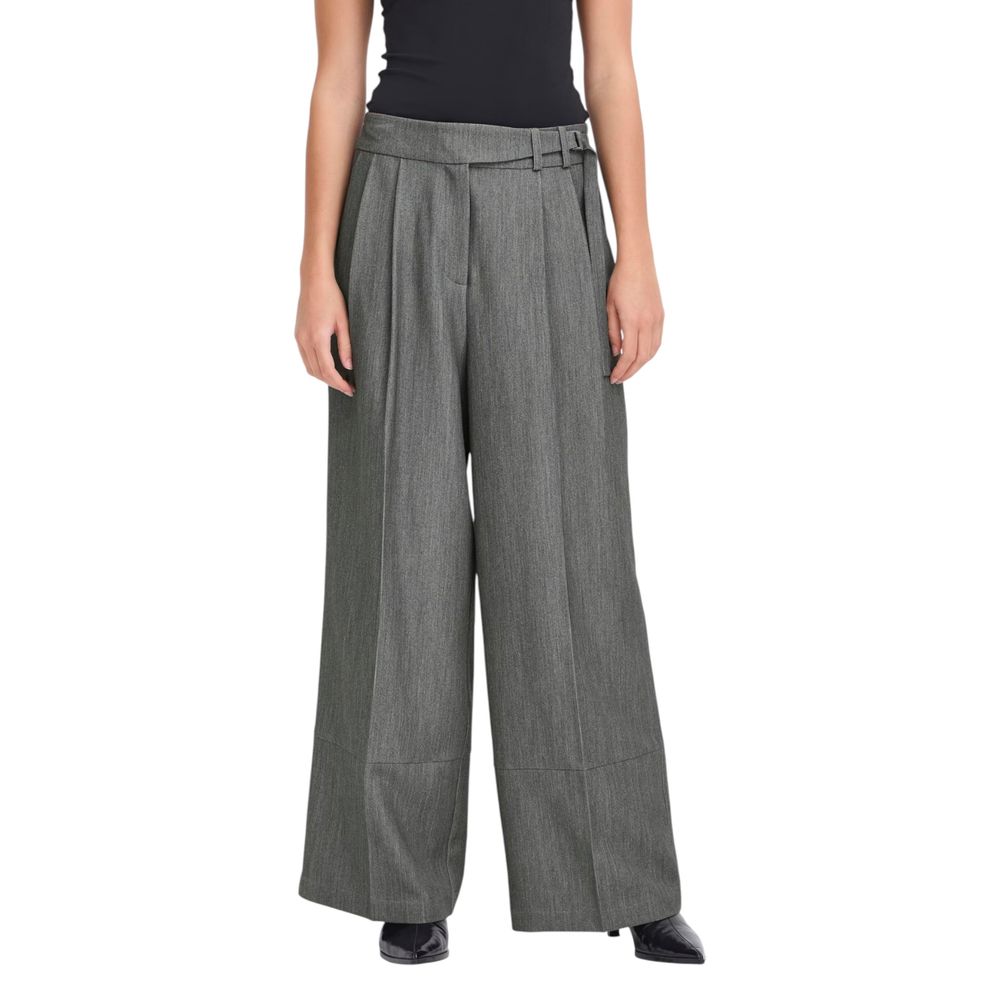 Gray Polyester Casual Pants - ventzia