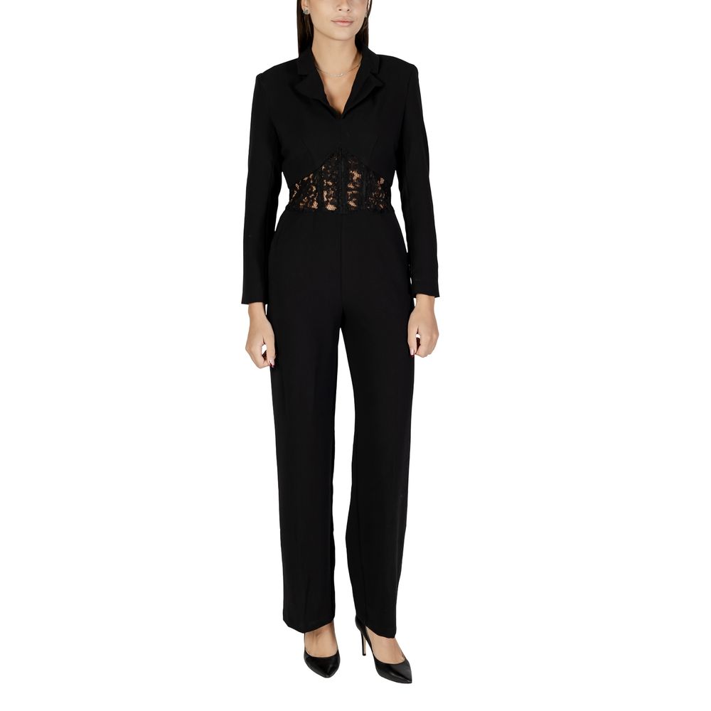 Black Polyester Rompers - ventzia