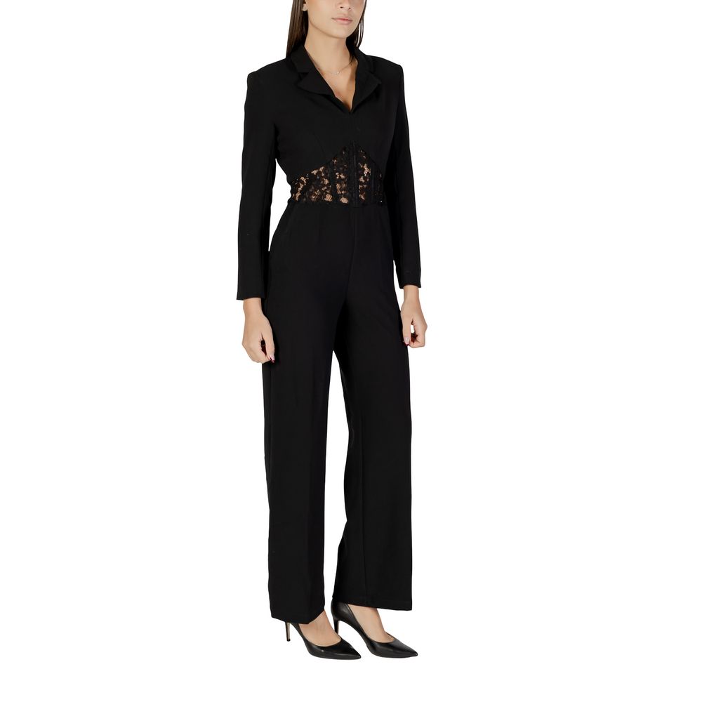Black Polyester Rompers - ventzia
