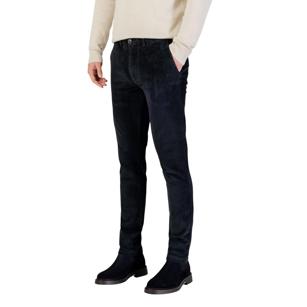 Blue Cotton Casual Pants - ventzia