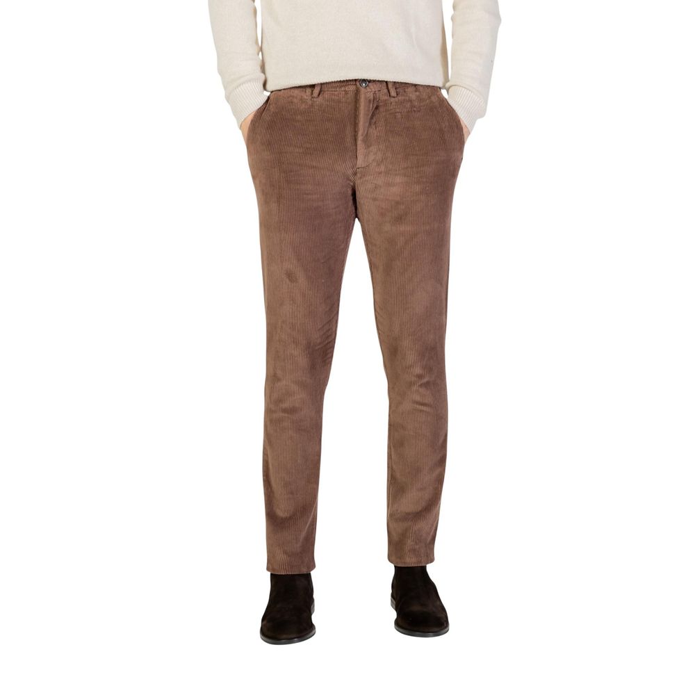 Brown Cotton Casual Pants - ventzia