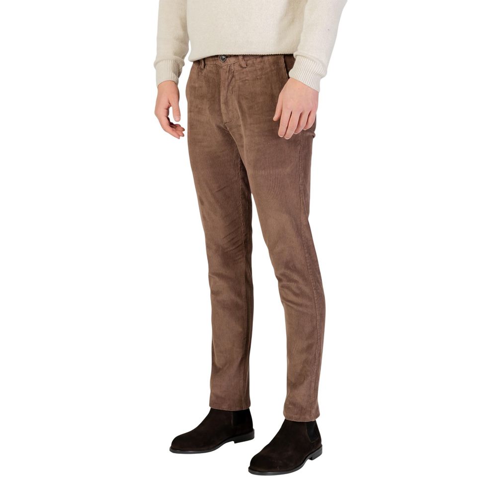 Brown Cotton Casual Pants - ventzia