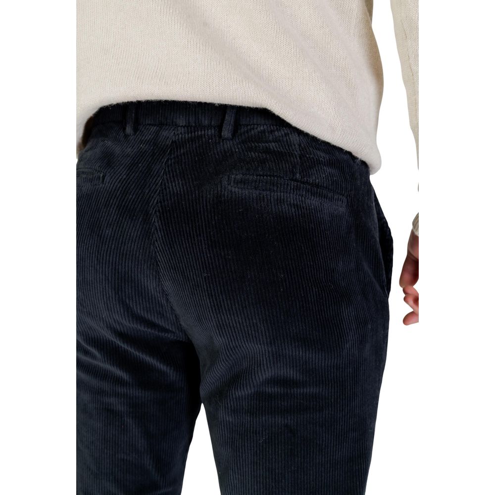 Blue Cotton Casual Pants - ventzia