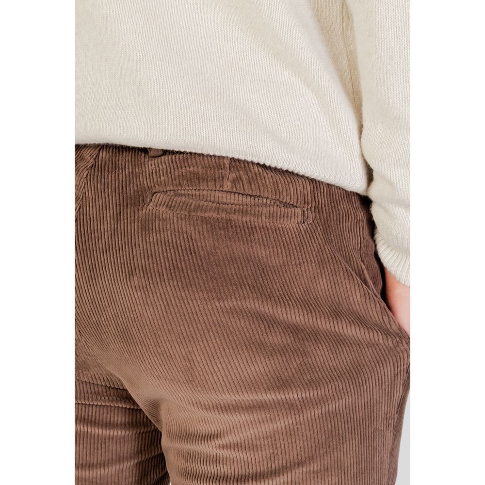 Brown Cotton Casual Pants - ventzia