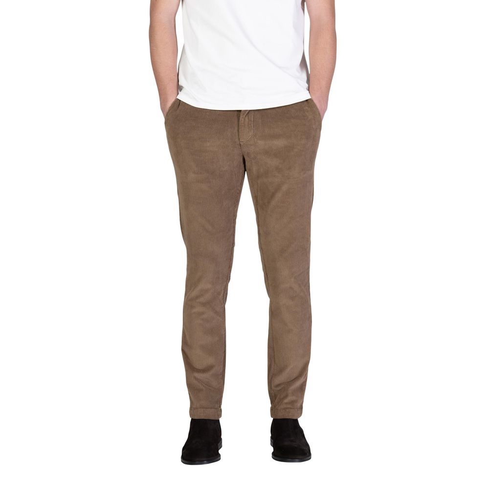 Brown Cotton Casual Pants - ventzia