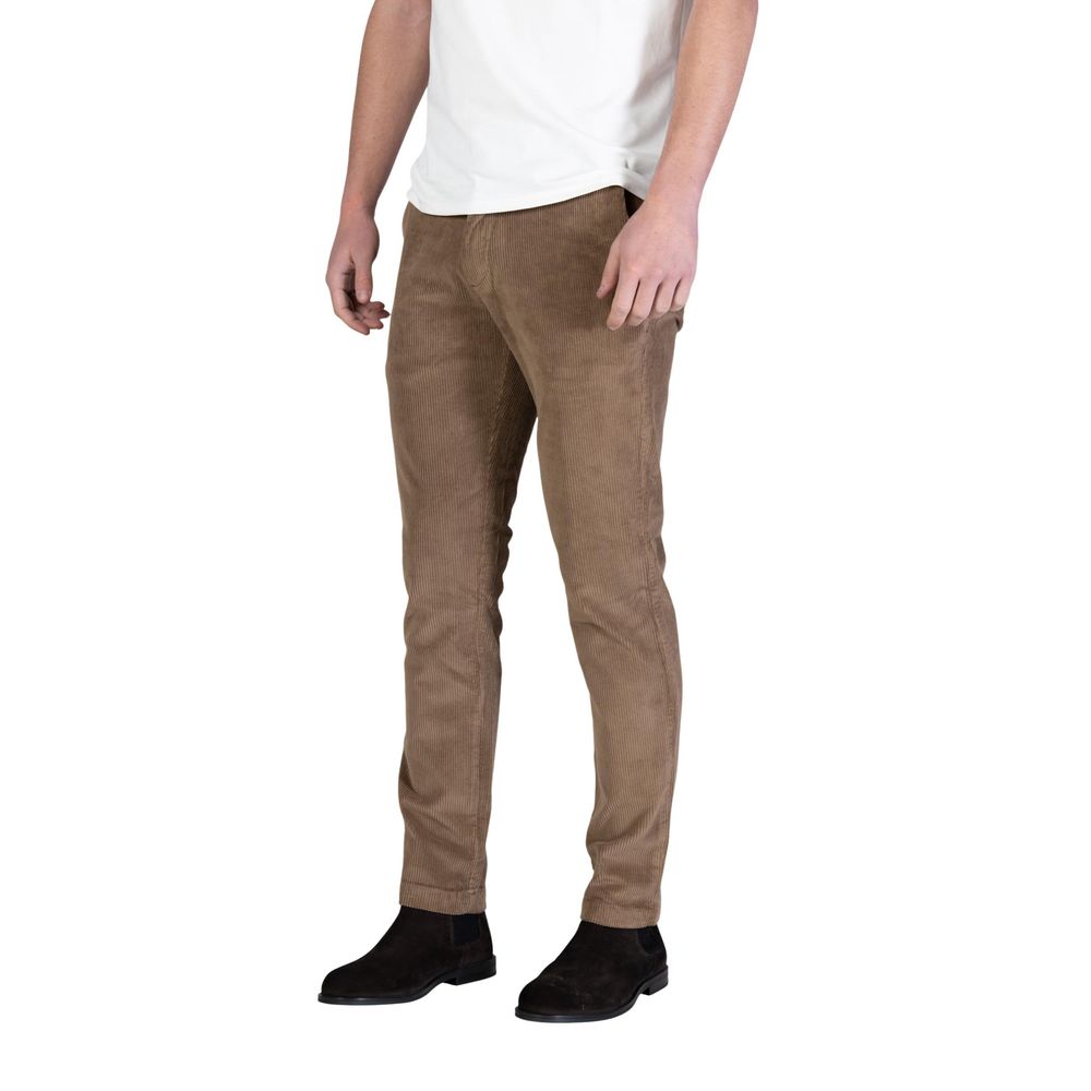 Brown Cotton Casual Pants - ventzia
