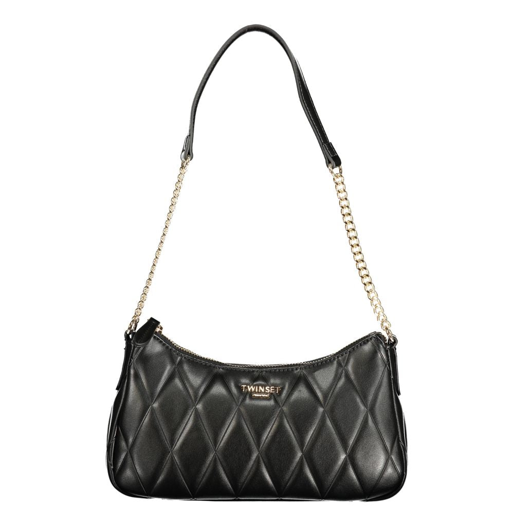 Black Polyurethane Women Shoulder Bag - ventzia
