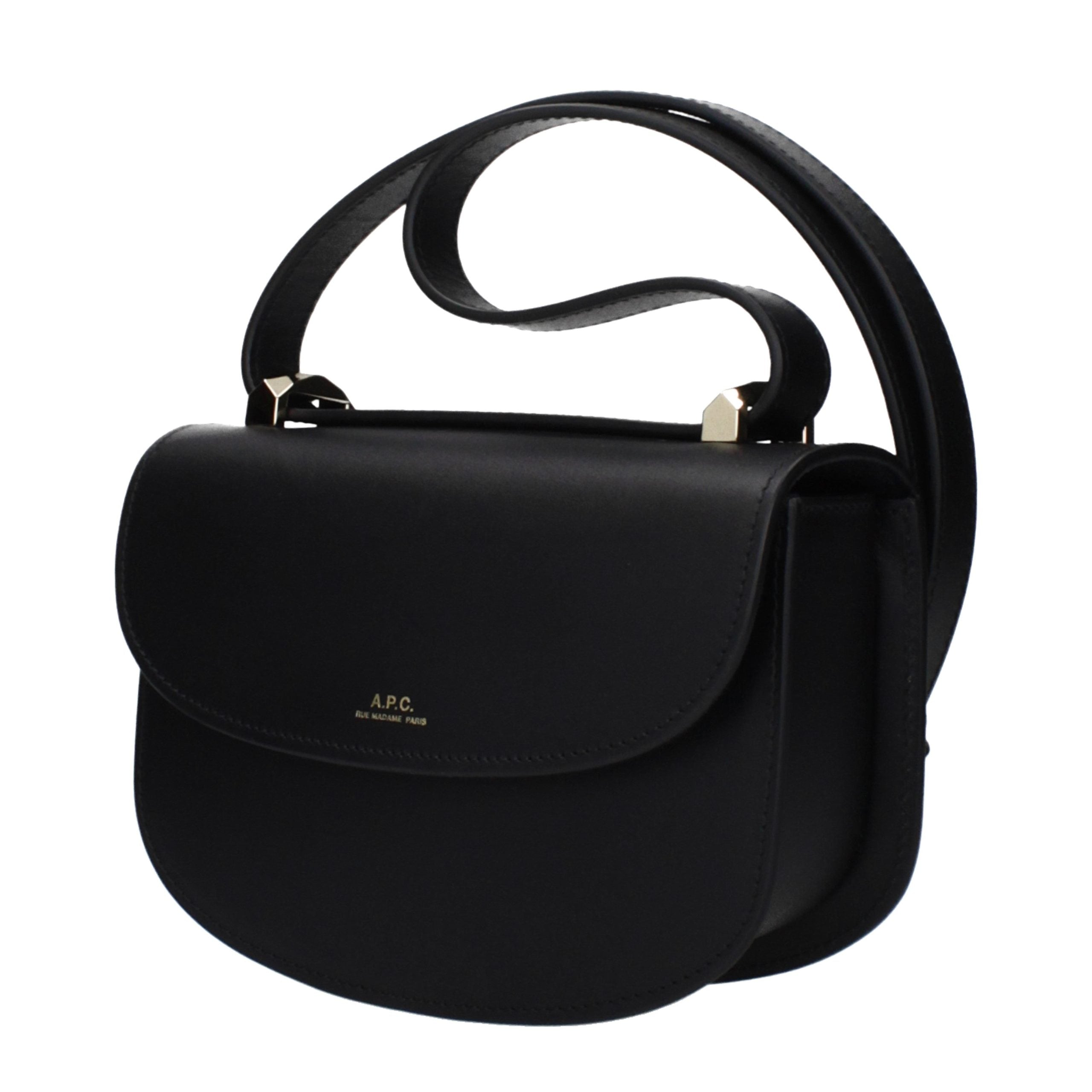 Black Leather Shoulder Bag - ventzia