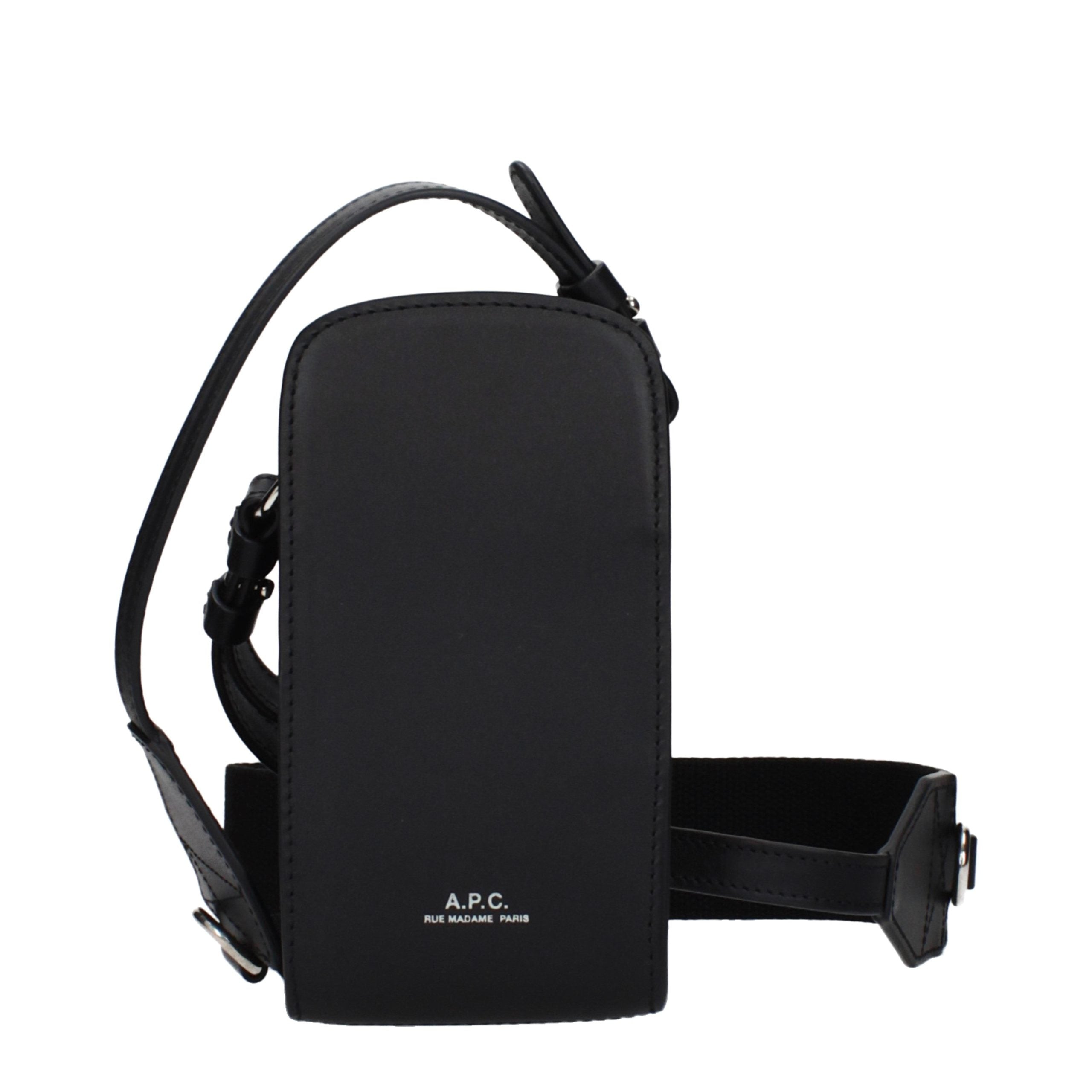 Black Leather Crossbody Bag - ventzia