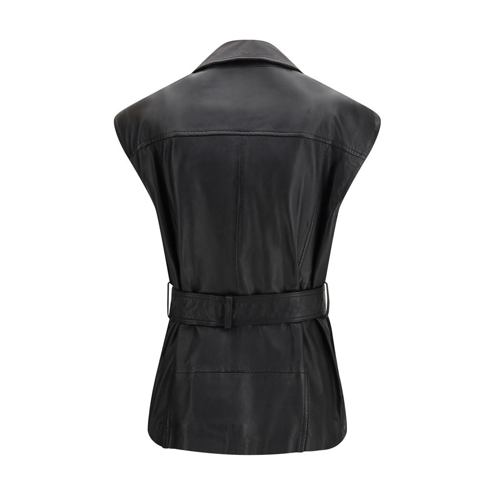 Black Goatskin Sleeveless Jacket