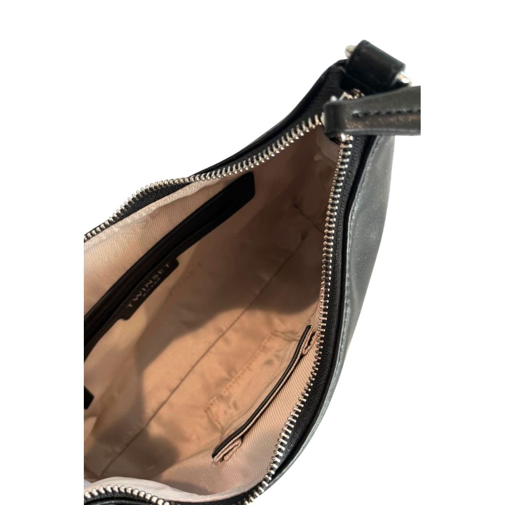Black Polyurethane Women Shoulder Bag - ventzia