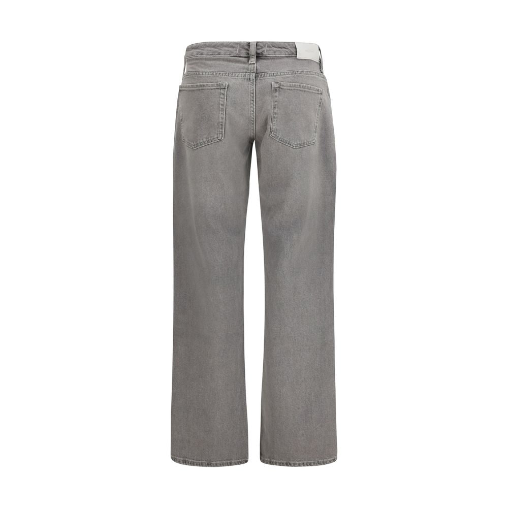 Gray Cotton Straight-Leg Jeans - ventzia