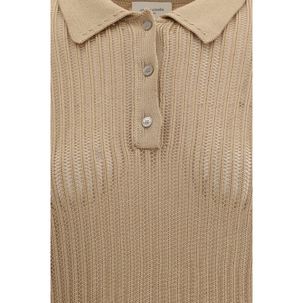 Beige Cotton Polo Shirt - ventzia