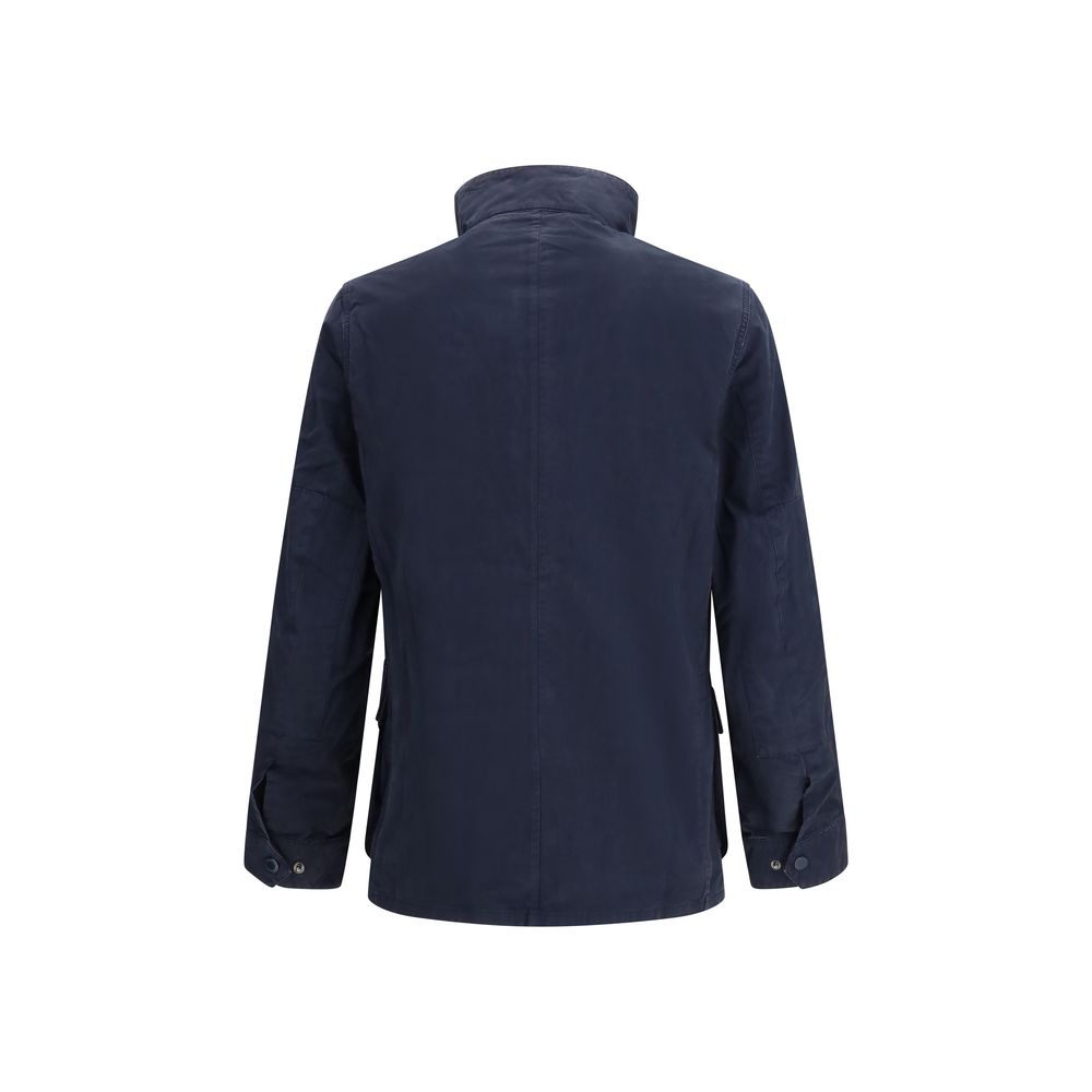 Blue Cotton Full-Length Jacket - ventzia