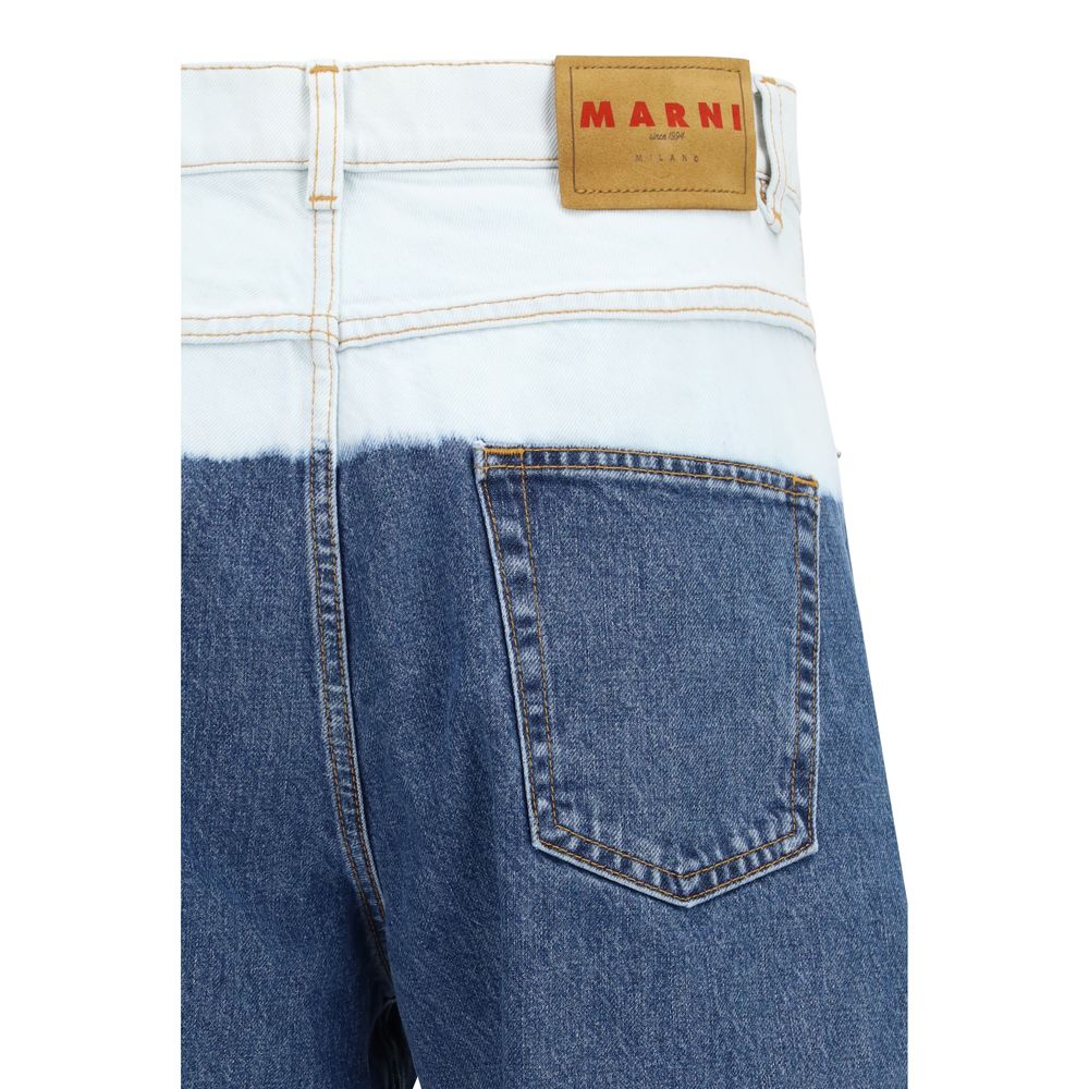 Blue Cotton Straight-Leg Jeans - ventzia